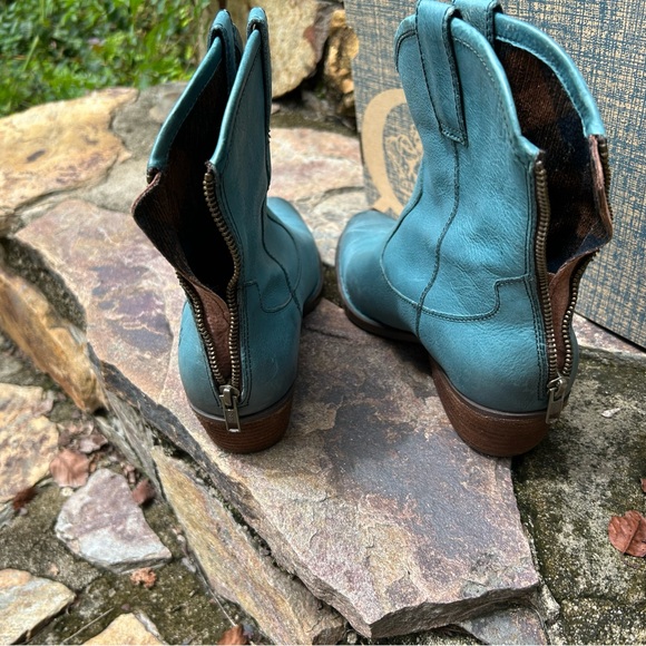 BORN Turquoise Leather Ankle Boots - Picture 3 of 6